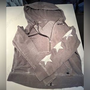 Tommy Hilfiger brown/gray hoodie w/ stars down each arm.  Full zipper. Size S.